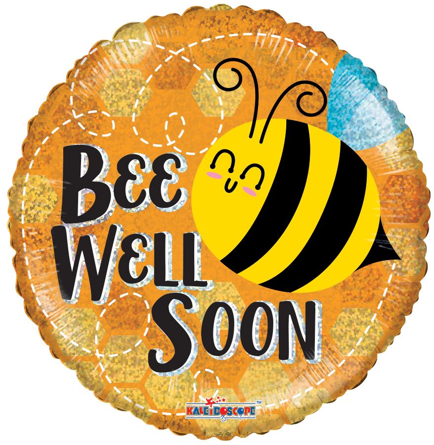 18" Holographic Bee Well Soon Balloon