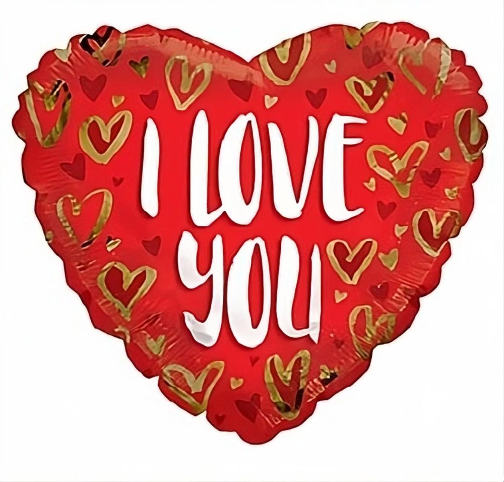 09" I Love You Gold Hearts Balloon