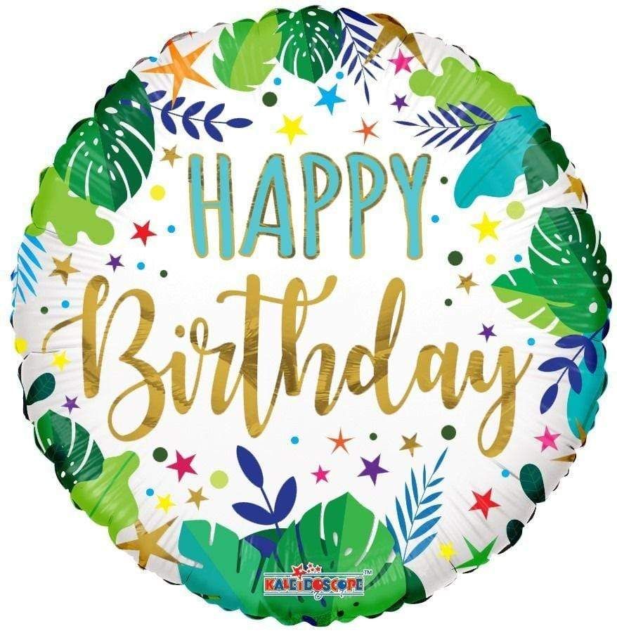 18" Birthday Jungle Leaves Balloon