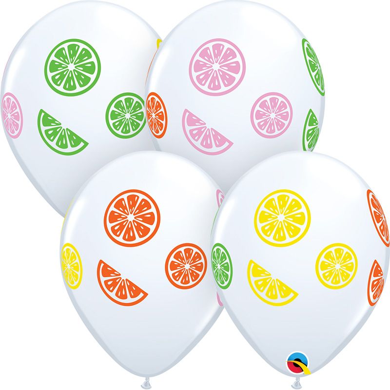 11" White Colorful Fruit Slices (50pcs) Balloons