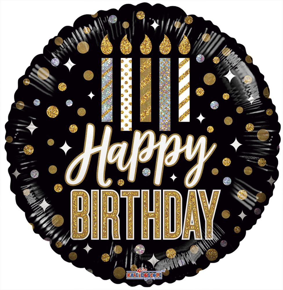 09" Birthday Candles and Dots Holographic Balloon
