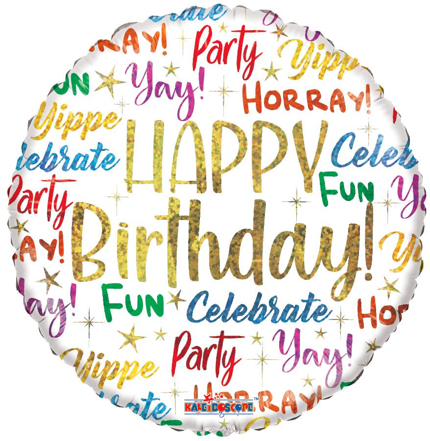 18" Birthday Messages Holo Balloon