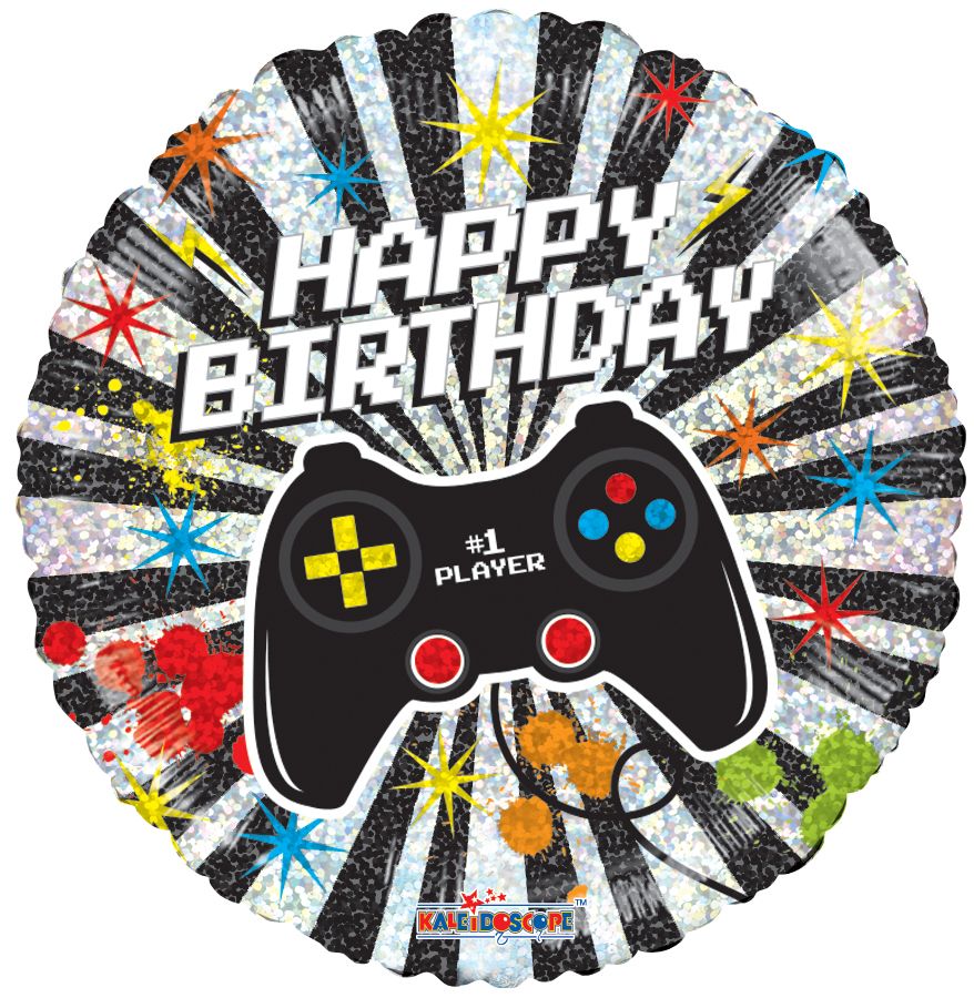 18" Birthday Gammer Holo Balloon