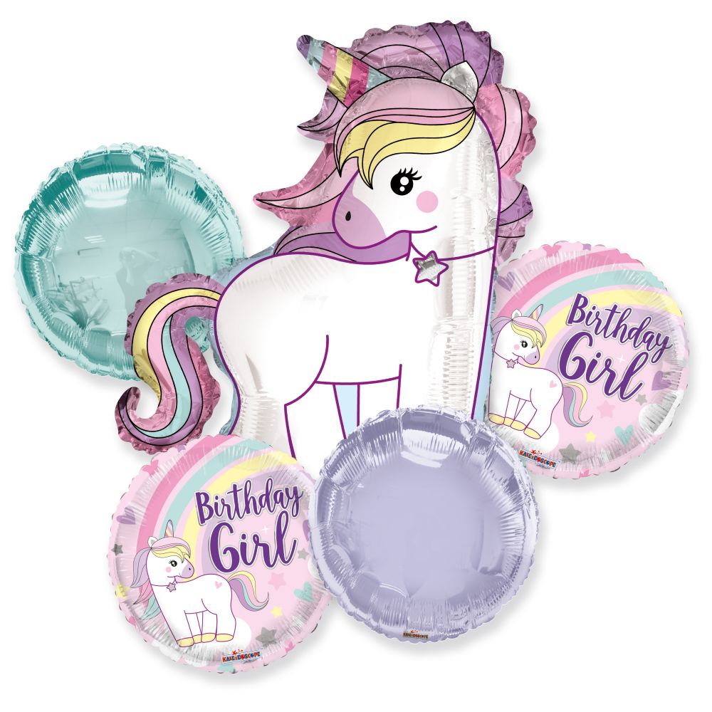 Balloon Bouquet Happy Birthday Girl Unicorn