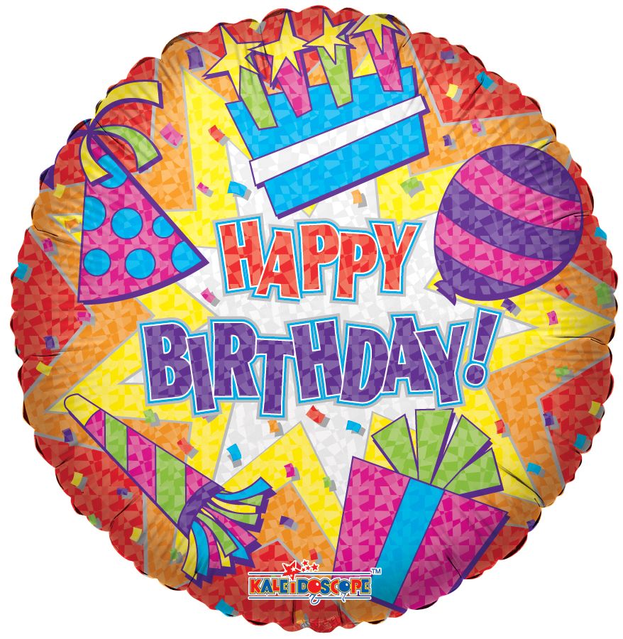 36" Happy Birthday Colorful Burst Balloon