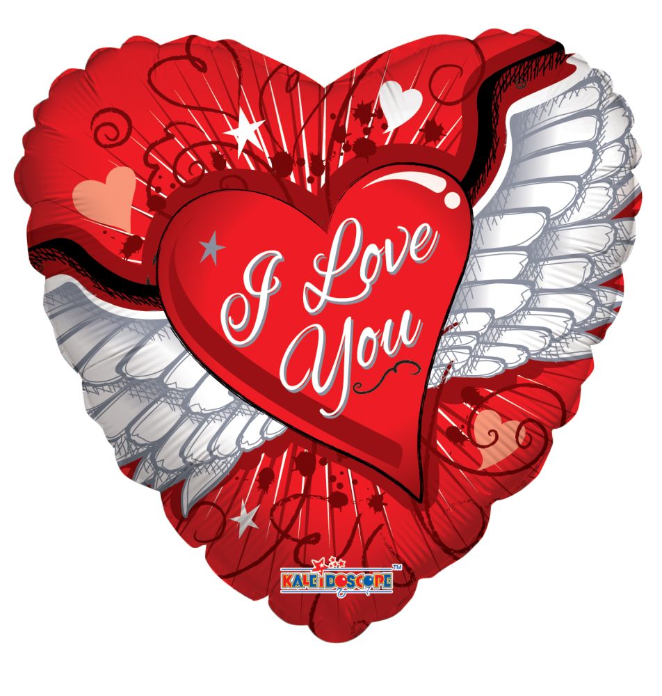 18" I Love You Heart With Wings Balloon