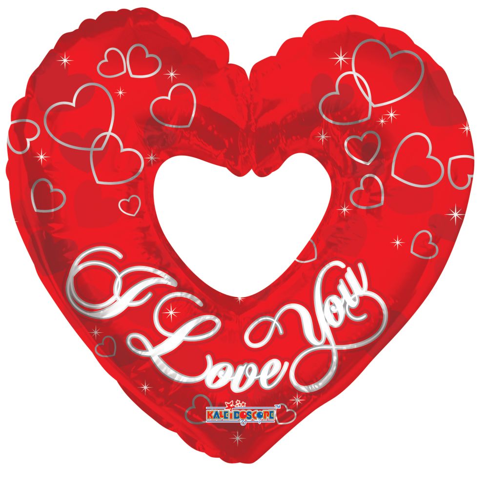 36" I Love You Silver Heart With Hole Balloon