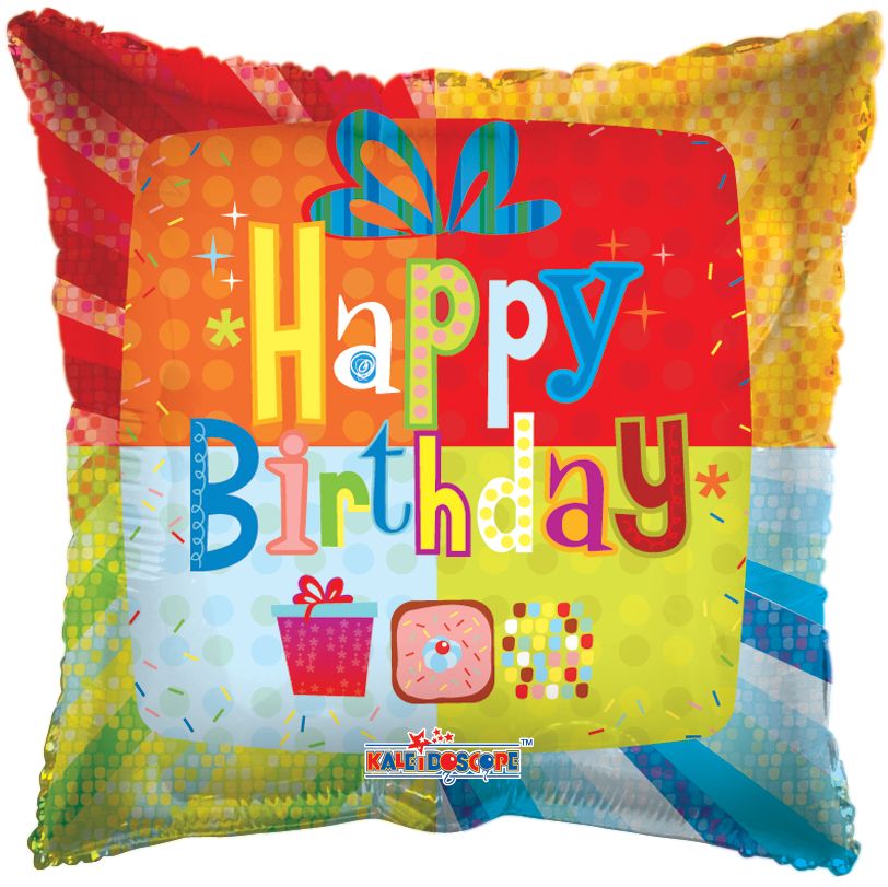 18" Happy Birthday Abstract Present Balloon