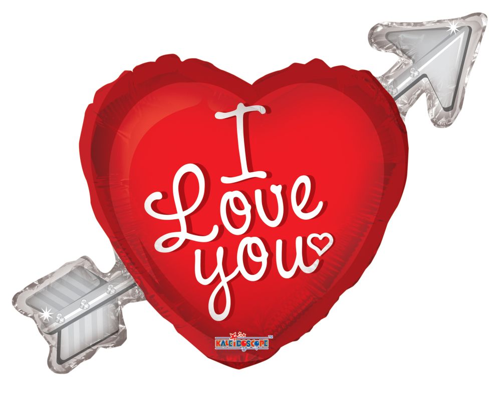 36" I Love You Heart With Arrow Shape Balloon