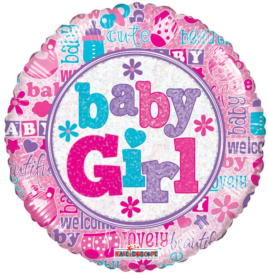 09" Baby Girl Holographic Balloon