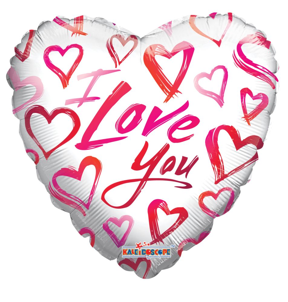 09" Love Sketchy Hearts Balloon