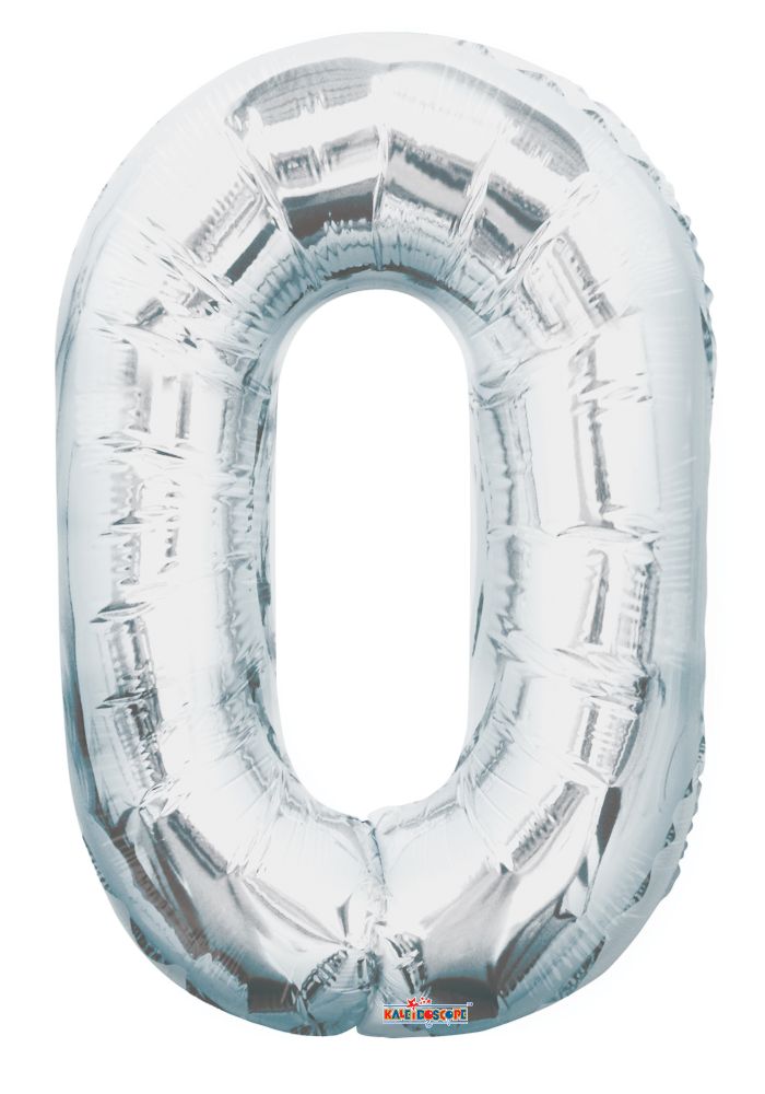 34" Silver Number 0 Balloon