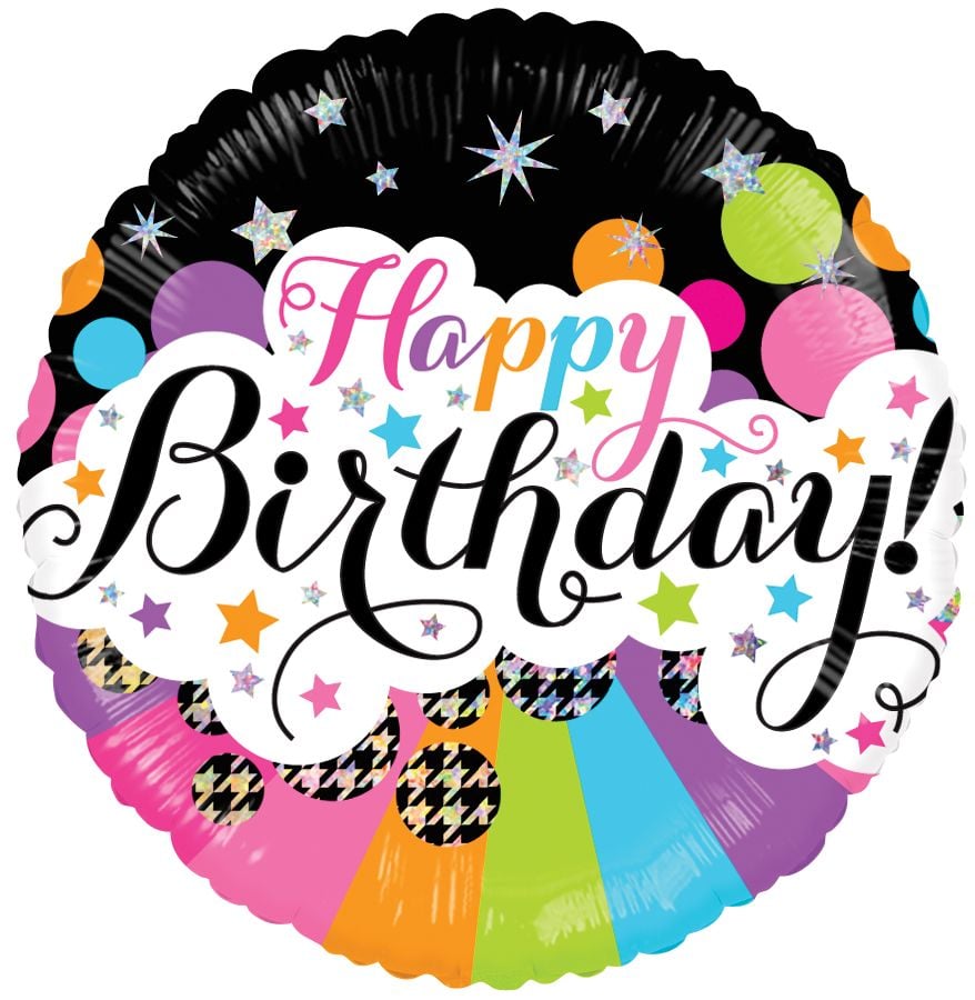 18" Birthday Little Stars Holographic Balloon