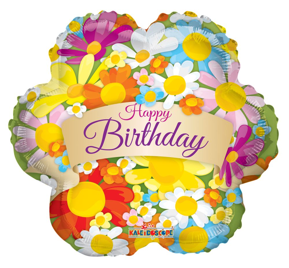 09" Happy Birthday Flowers With Banner Balloon