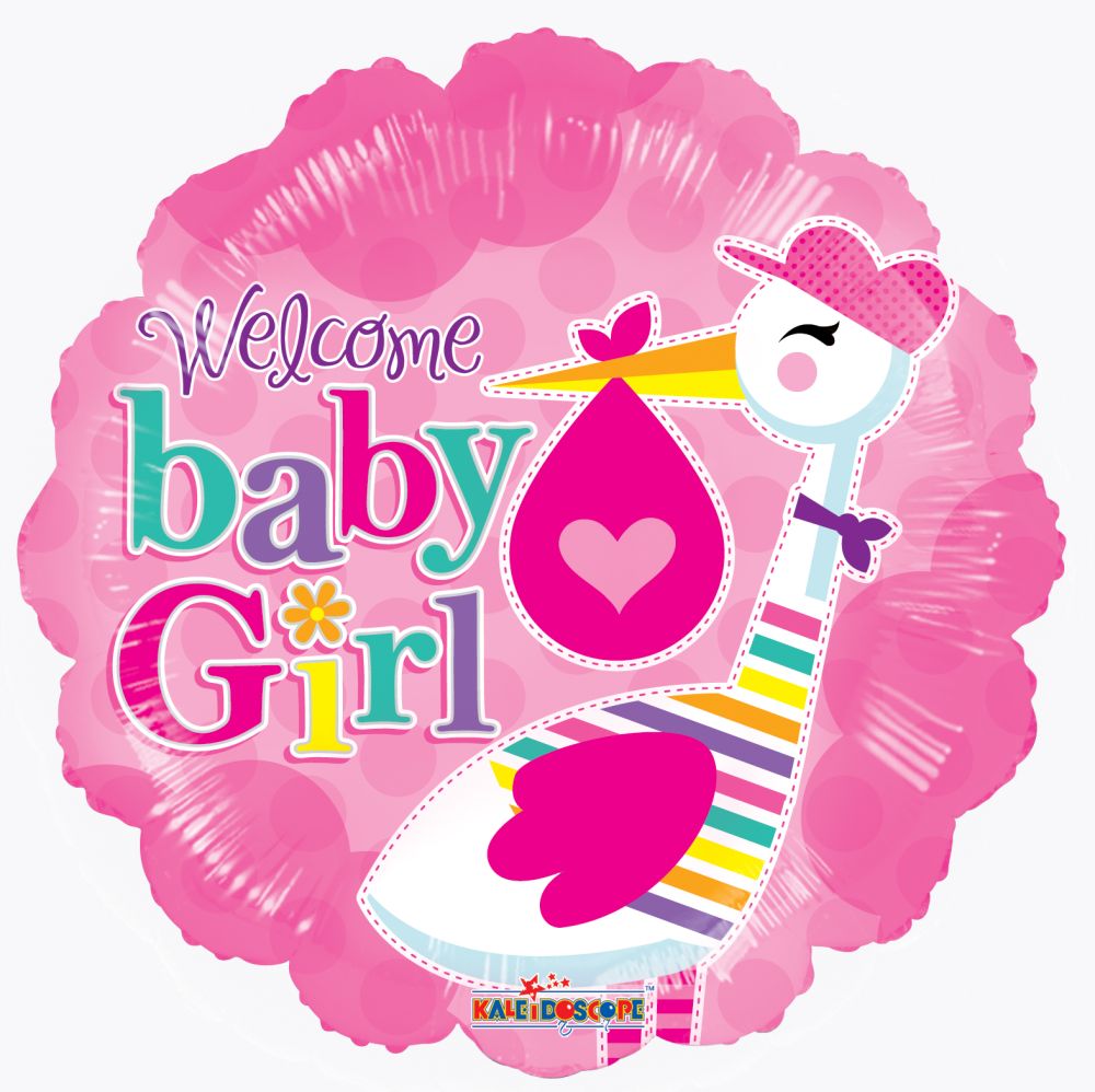18" Baby Girl Stork Balloon