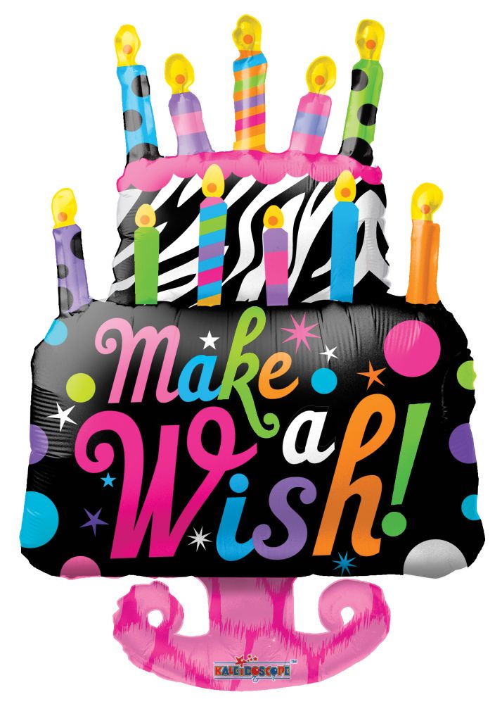 36" Make A Wish Cake Shape Balloon