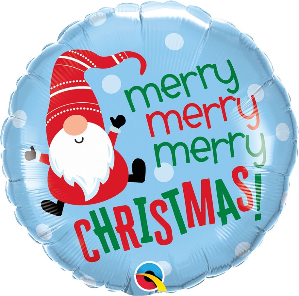 18" Merry Christmas Gnome (non-packaged) Balloon