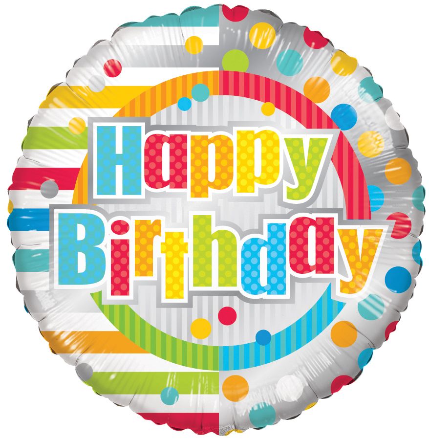 18" Happy Birthday Dots & Lines Balloon