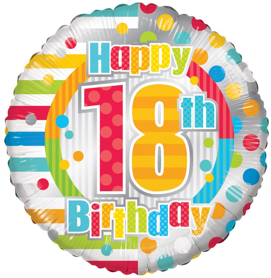 18" Happy 18th Birthday Dots & Lines Balloon