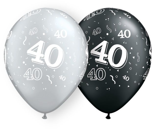 11" 40-A-Round Black and Silver (50pcs) Balloons