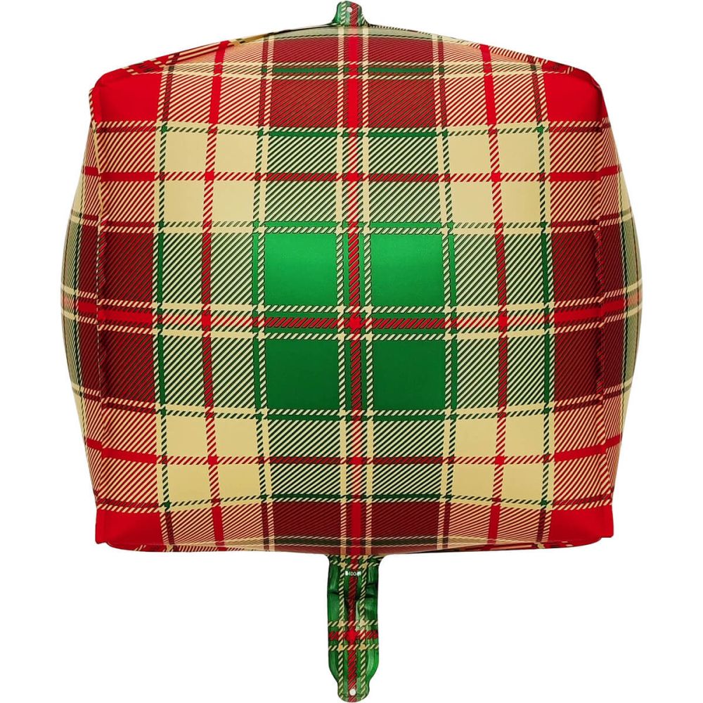 22" 3D Red and Green Plaid Square Balloon