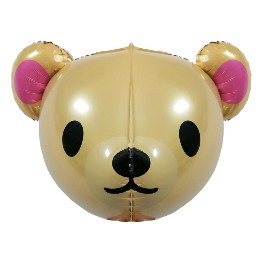 24" 3D Teddy Bear Head Brown Balloon