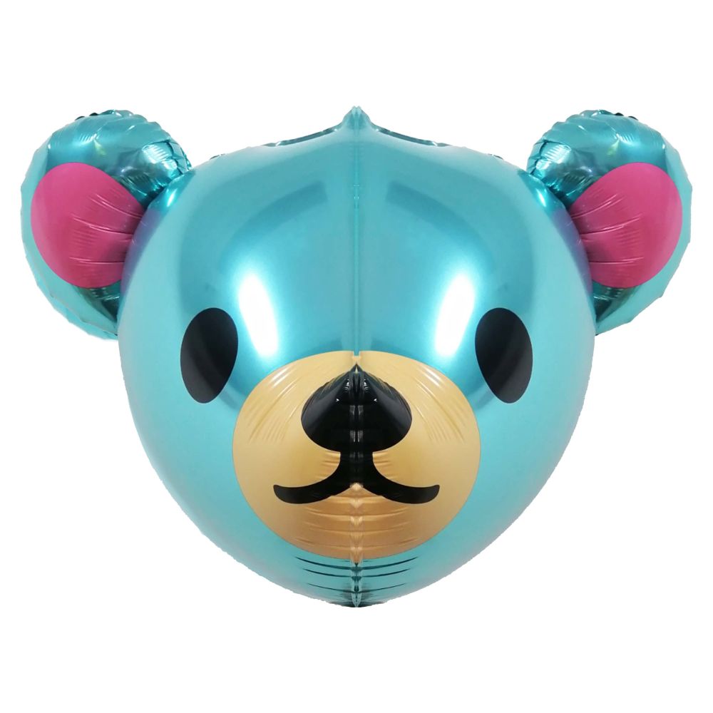 24" 3D Teddy Bear Head Baby Blue Balloon
