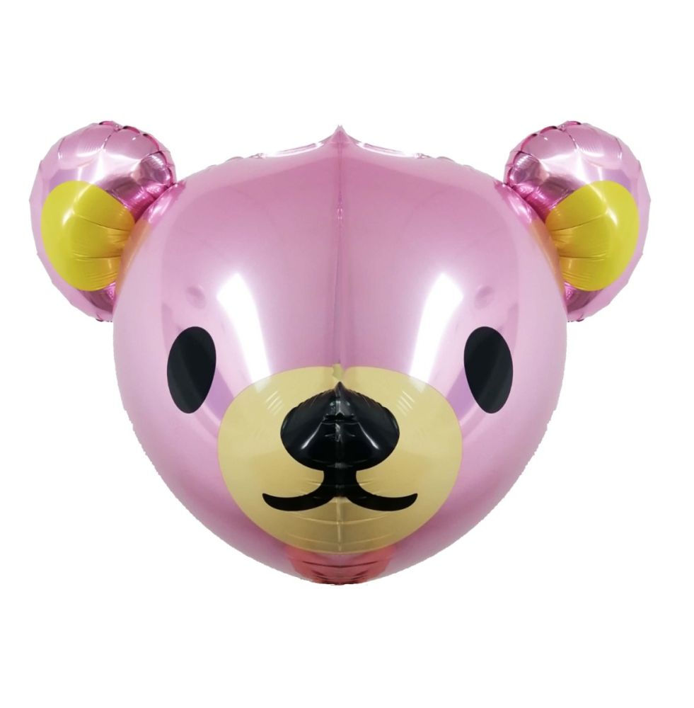 24" 3D Teddy Bear Head Baby Pink Balloon