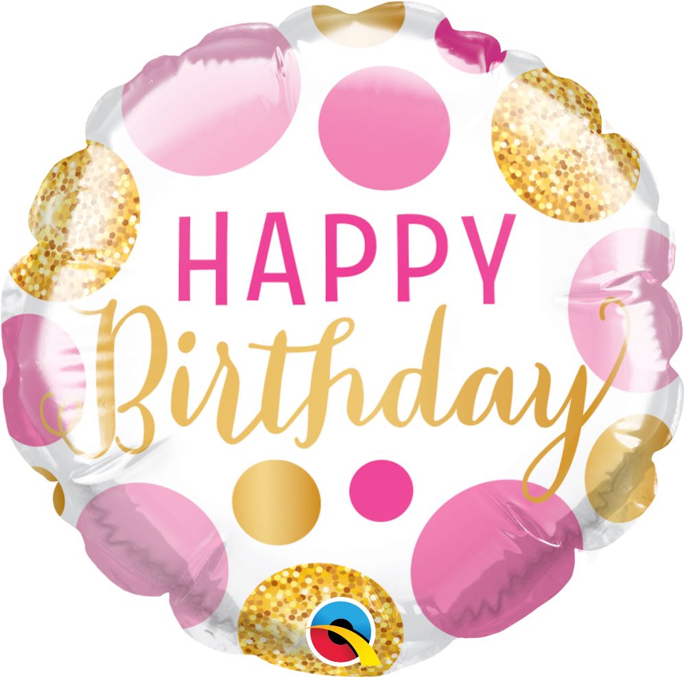 04" Birthday Pink and Gold Dots Balloon