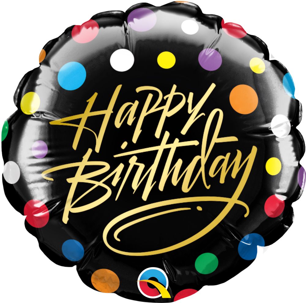 04" Birthday Gold Script and Dots Balloon