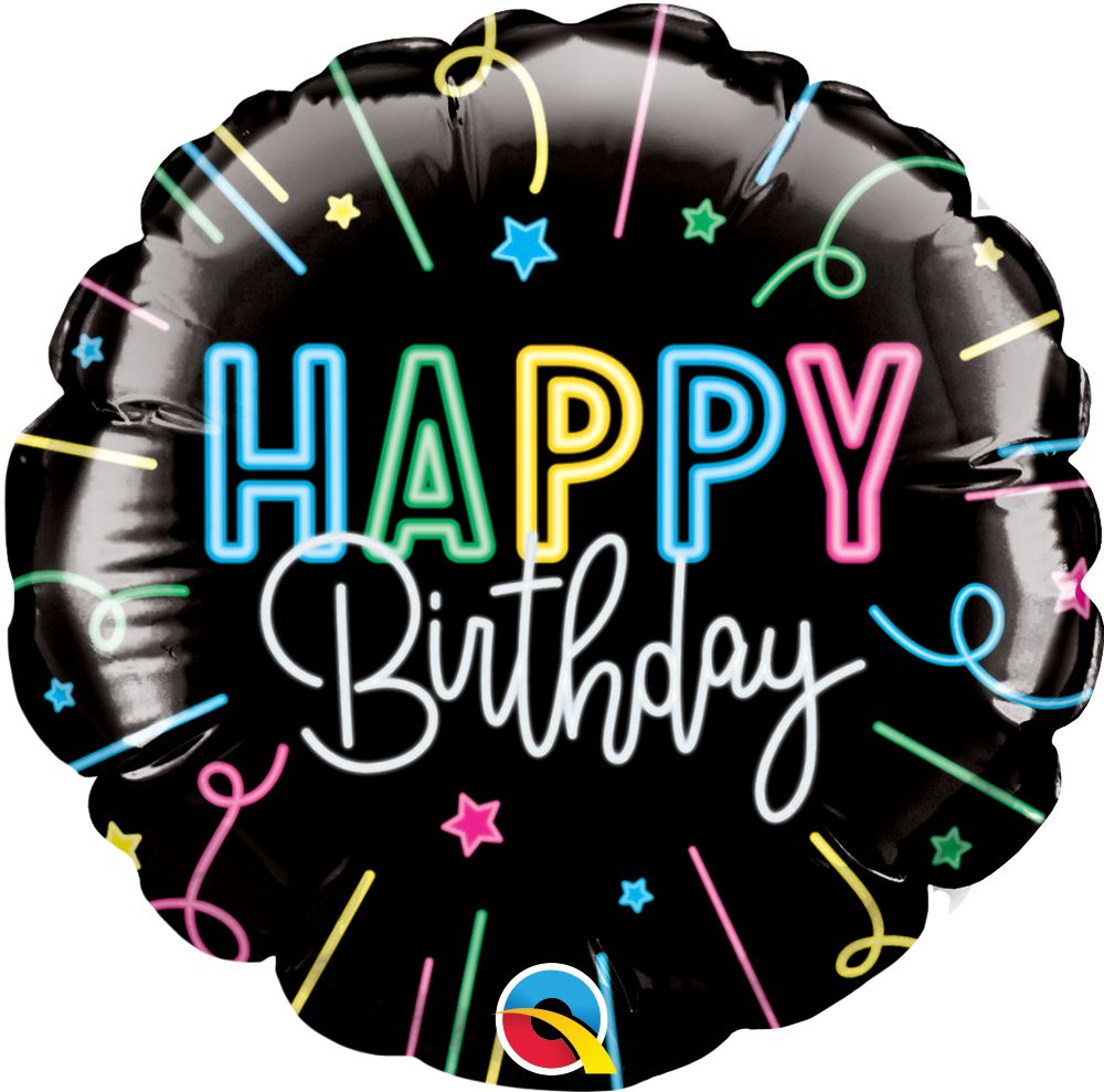 04" Happy Birthday Neon Glow Balloon