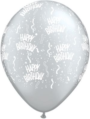 11" Birthday-A-Round Silver (100pcs) Balloons