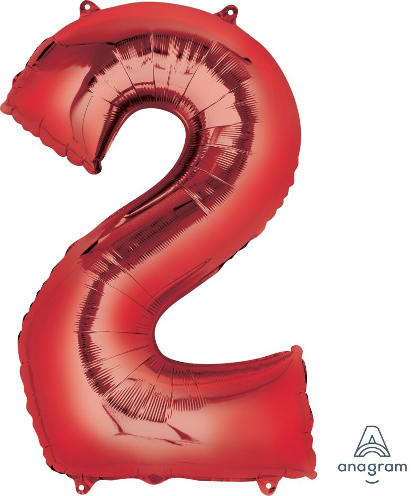 34" Red Number 2 Balloon
