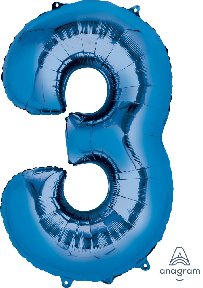 34" Blue Number 3 Balloon