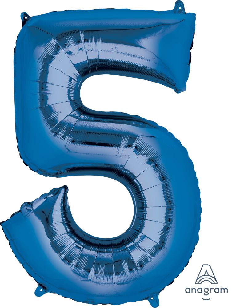 34" Blue Number 5 Balloon