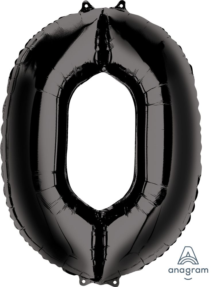 34" Black Number 0 Balloon