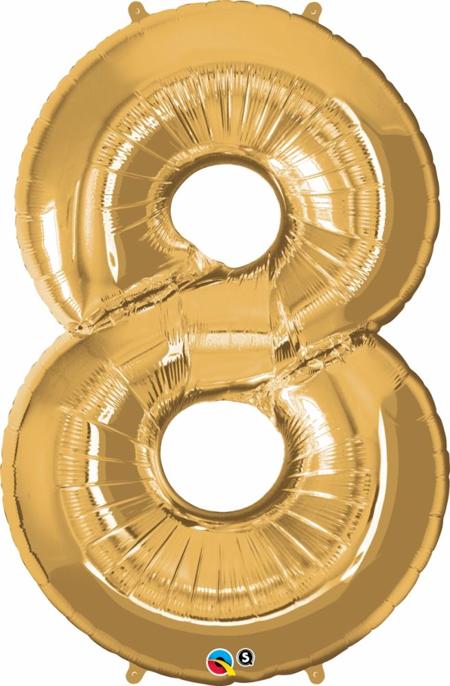 34" Gold Number 8 Balloon