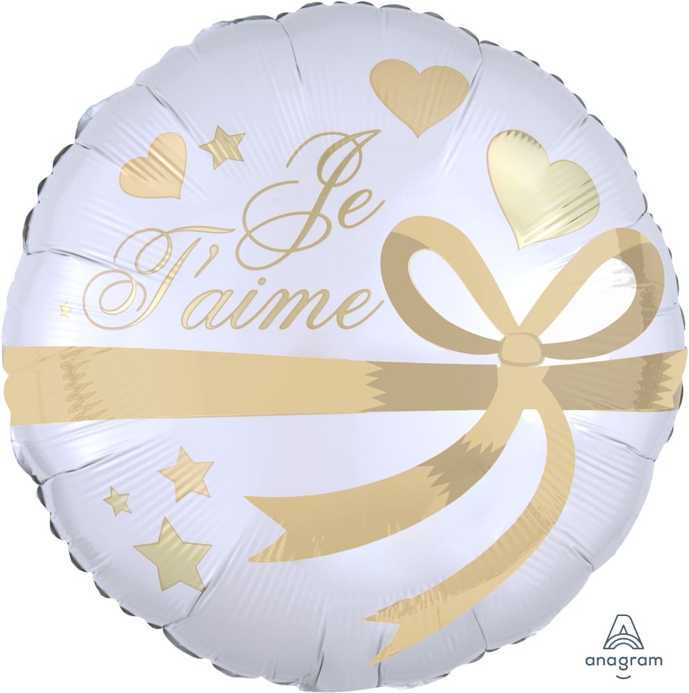 18" Je T'aime Wrapped With Gold Balloon
