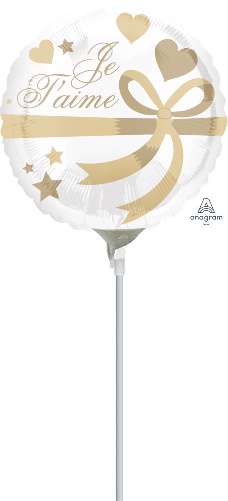 09" Je T'aime Wrapped With Gold Balloon