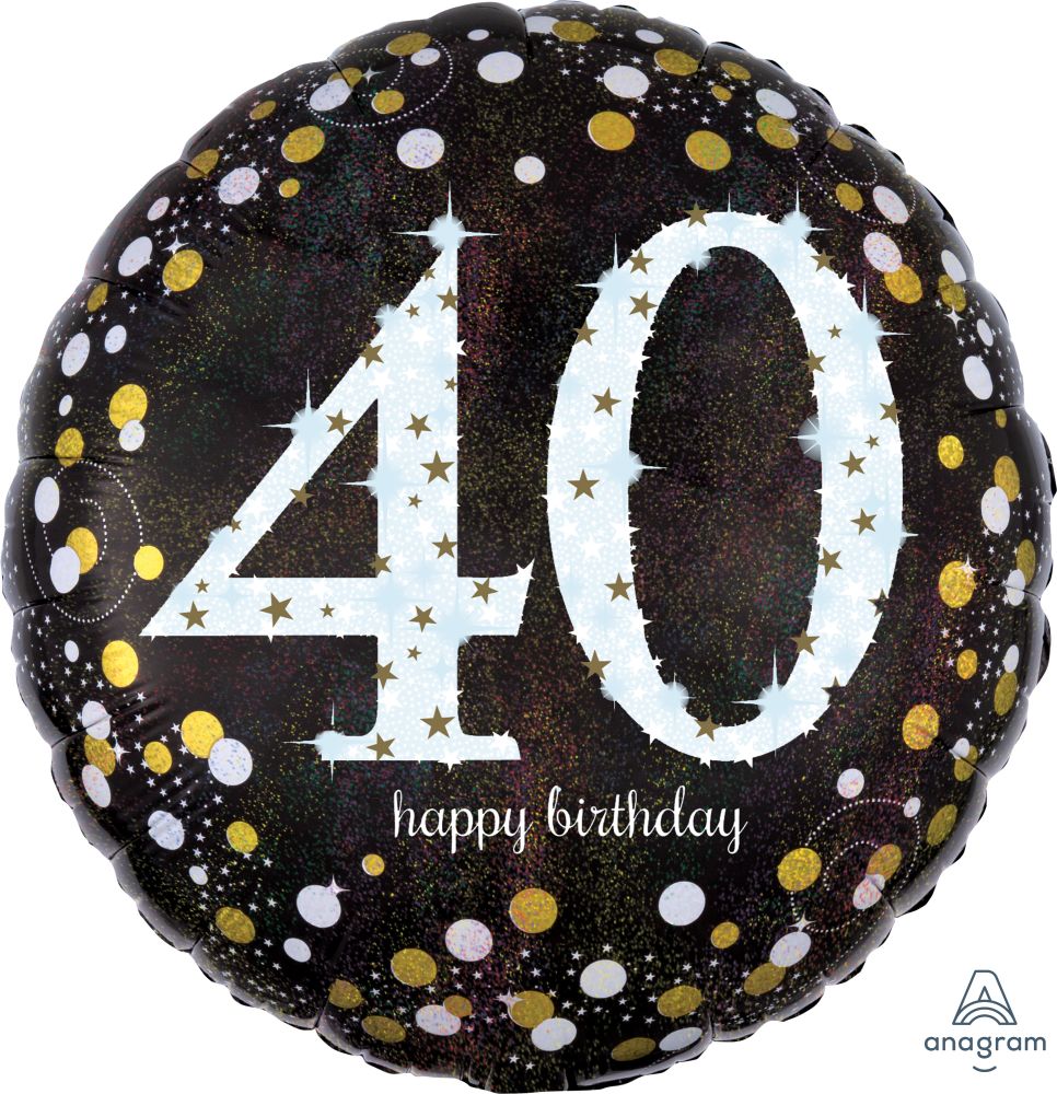 18" Holographic Sparkling Birthday 40 Balloon