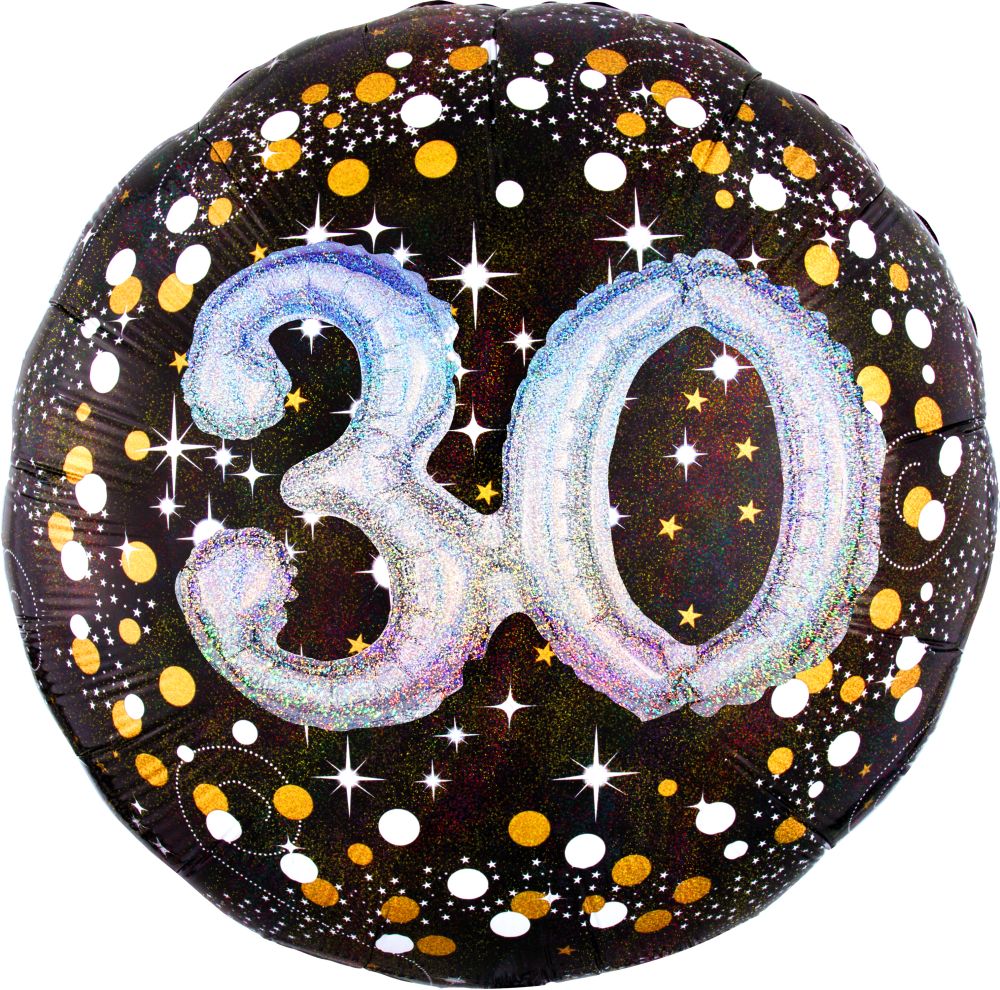 Multi-Balloon Holographic Sparkling Birthday 30