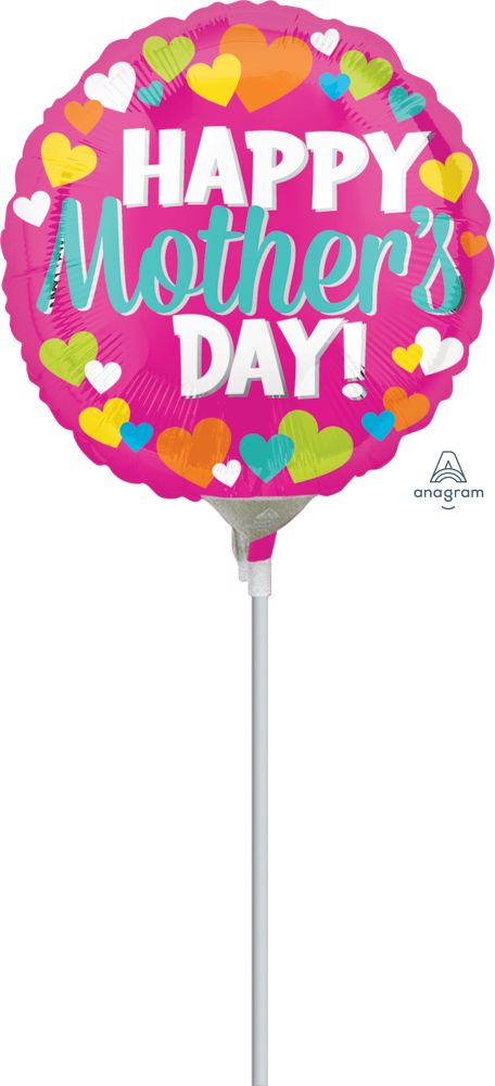 09" Happy Mothers Day Hearts Balloon