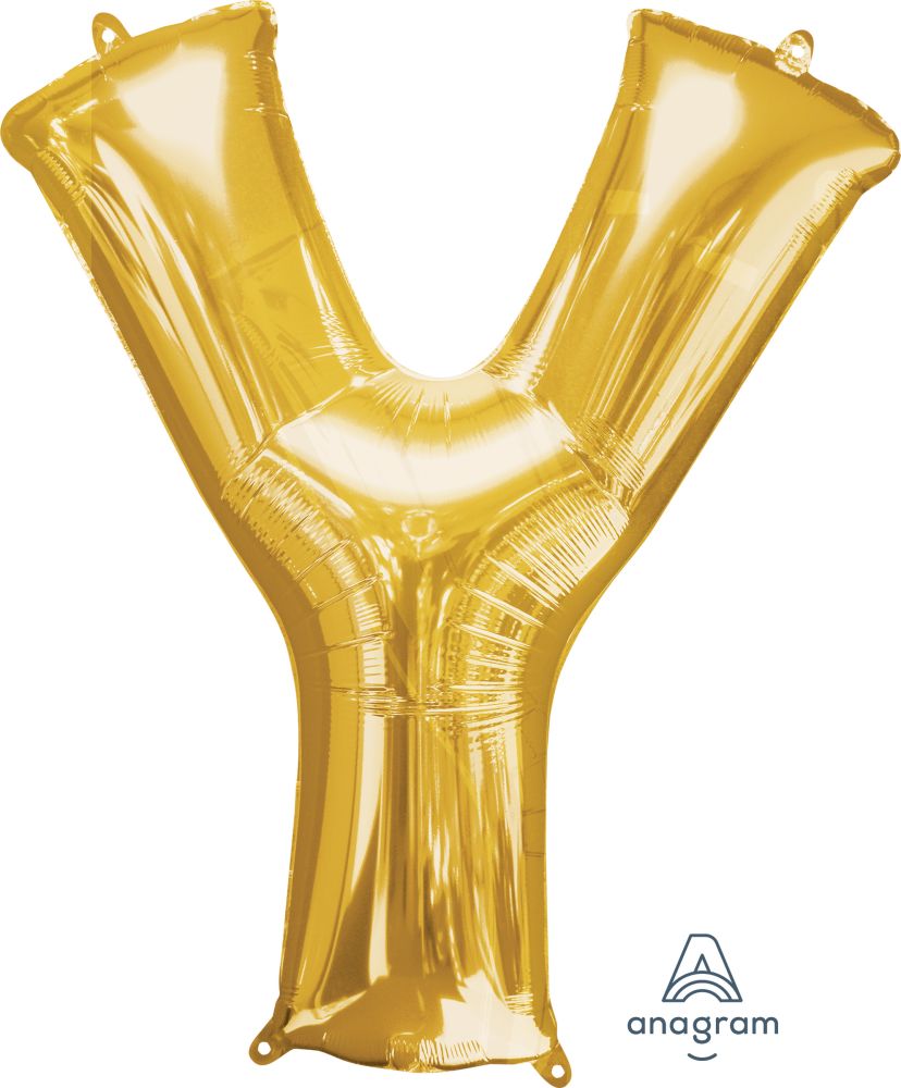 34" Gold Letter Y Balloon