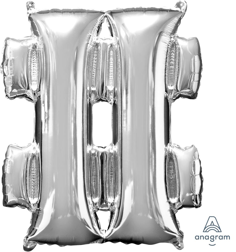 34" Silver Symbol # Hash Balloon