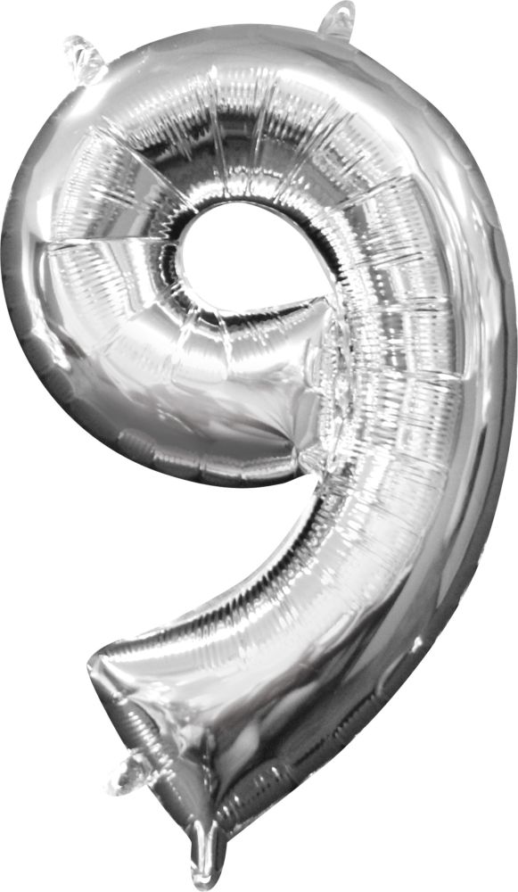 16" Silver Number 9 Balloon