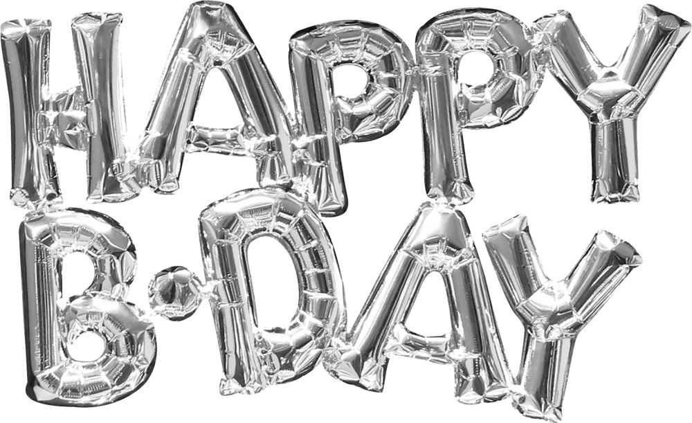 Phrase Happy BDAY Silver Balloon