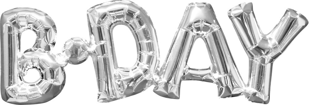 Phrase BDAY Silver Balloon