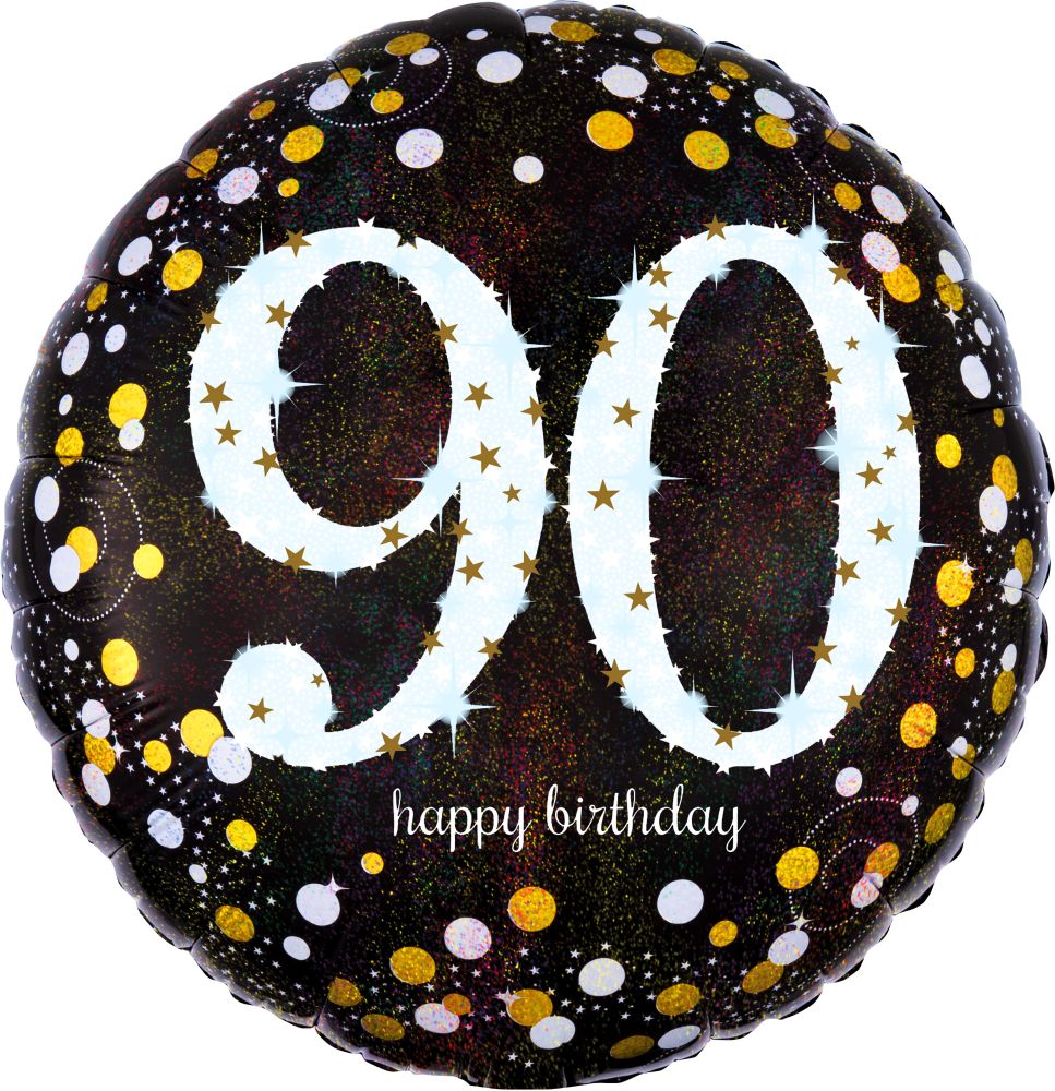 18" Holographic Sparkling Birthday 90 Balloon