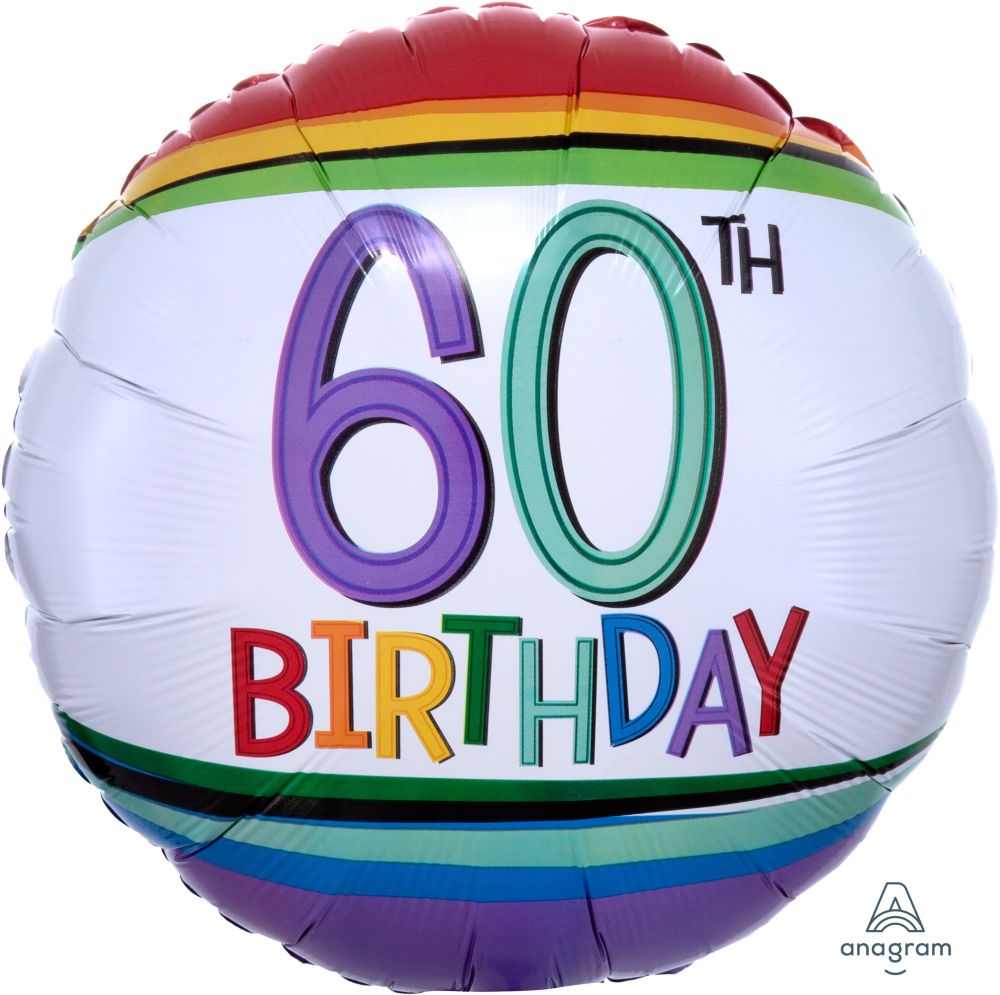 18" Rainbow Birthday 60 Balloon