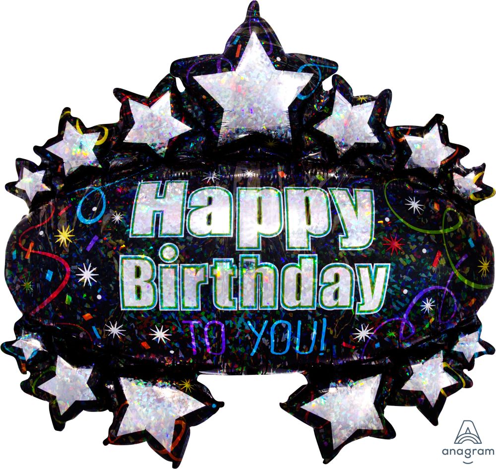SuperShape Holographic Brilliant Birthday Marquee Balloon
